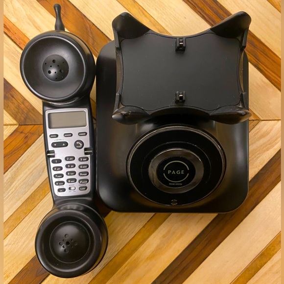 Grand Pottery Barn Cordless Black Phone and Handset Retro Wireless Untested - Picture 7 of 11